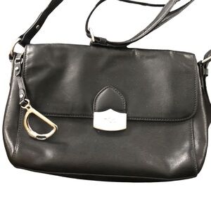 VTG Lauren Ralph Lauren Black Crossbody Shoulder Bag Leather Inner Pockets 10X8